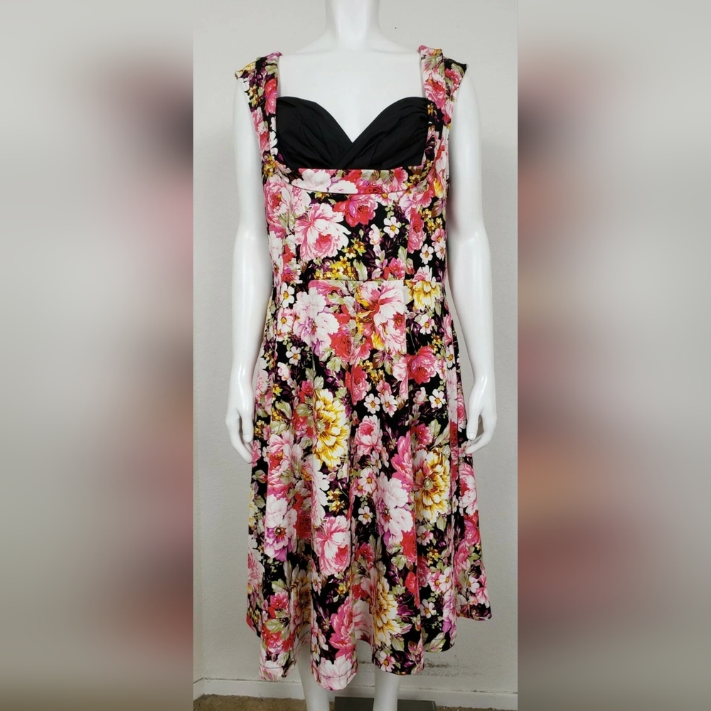 Lindy Bop Vintage- Style Floral Cocktail Dress